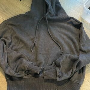 Zenana Dark Gray Cropped Hoodie L